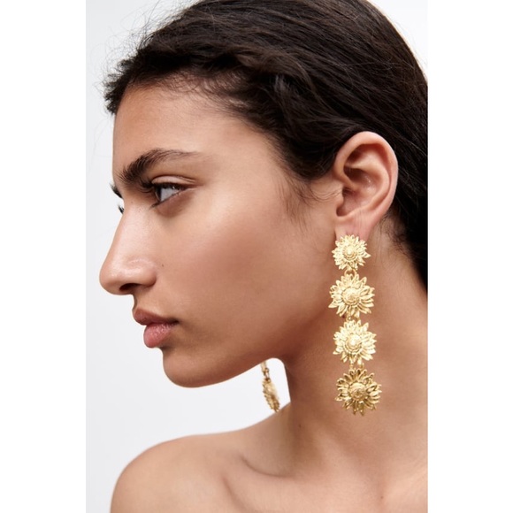 Zara Gold New Trend Sunflower Coins Suns Big Pin Drop Earrings or Necklace - Picture 12 of 16